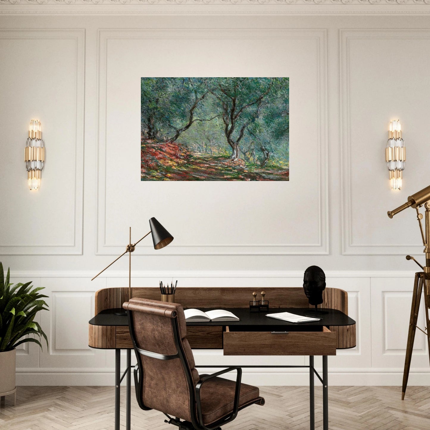 Olive Tree Wood in the Moreno Garden - claude monet Brushed Aluminum Print - 70x100 cm / 28x40 inches | claude monet Aluminum Print | claude monet Prints