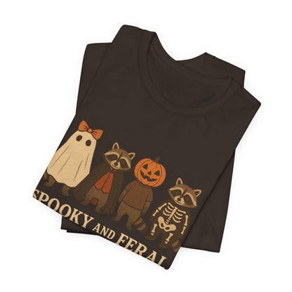 Camiseta de mapache espeluznante, divertida camiseta gráfica de Halloween, bonita camiseta vintage de otoño, moderna camiseta de Halloween para mujer, camiseta de mapache salvaje