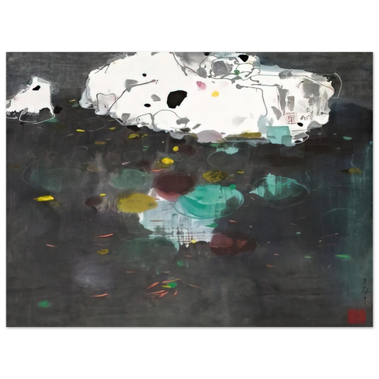 Wu Guanzhong - Fishes - 1986  75x100 cm / 30x40inches Fine Art Poster