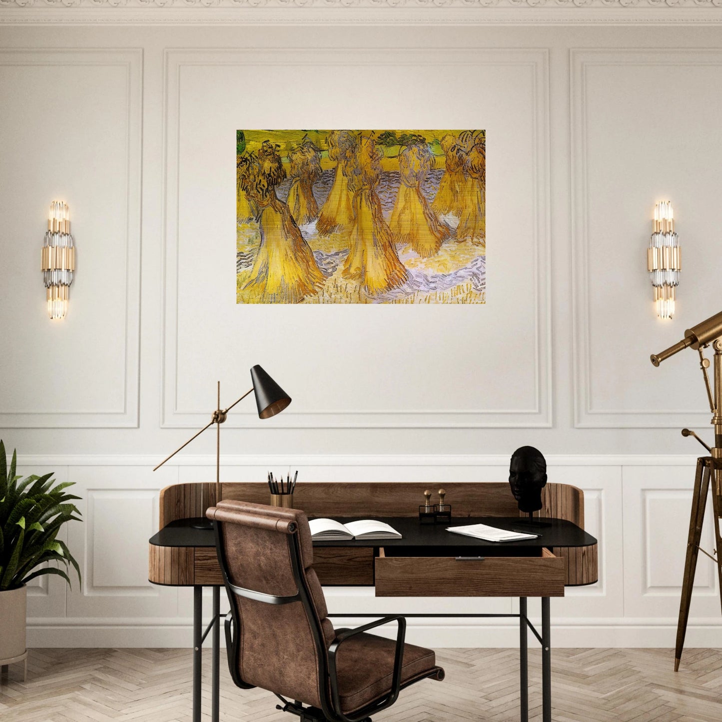 Sheaves of Wheat - Vincent van Gogh Brushed Aluminum Print - 70x100 cm / 28x40 inches | Vincent van Gogh Aluminum Print | Vincent van Gogh Prints