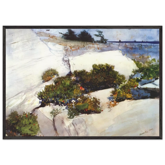 MAINE CLIFFS - Winslow Homer 70x100 cm / 28x40 inches Framed Art Print – Black Wooden Frame