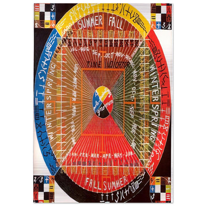 The Sun Rises Twice, Per 3, Per 4 - 1973 - Alfred Jensen Brushed Aluminum Print - 70x100 cm / 28x40 inches | Alfred Jensen Aluminum Print | Alfred Jensen Prints