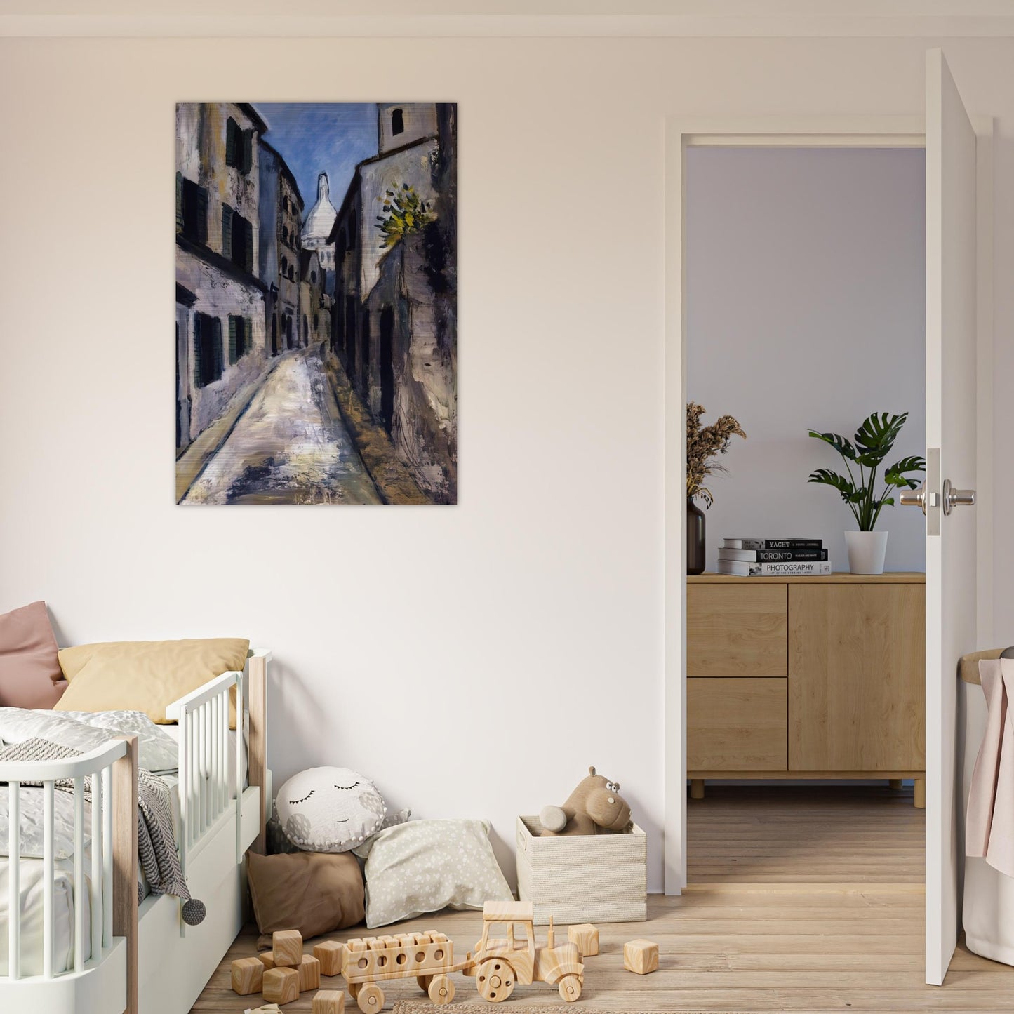 SAINT RUSTIQUE STREET - Maurice Utrillo Brushed Aluminum Print - 70x100 cm / 28x40 inches | Maurice Utrillo Aluminum Print | Maurice Utrillo Prints