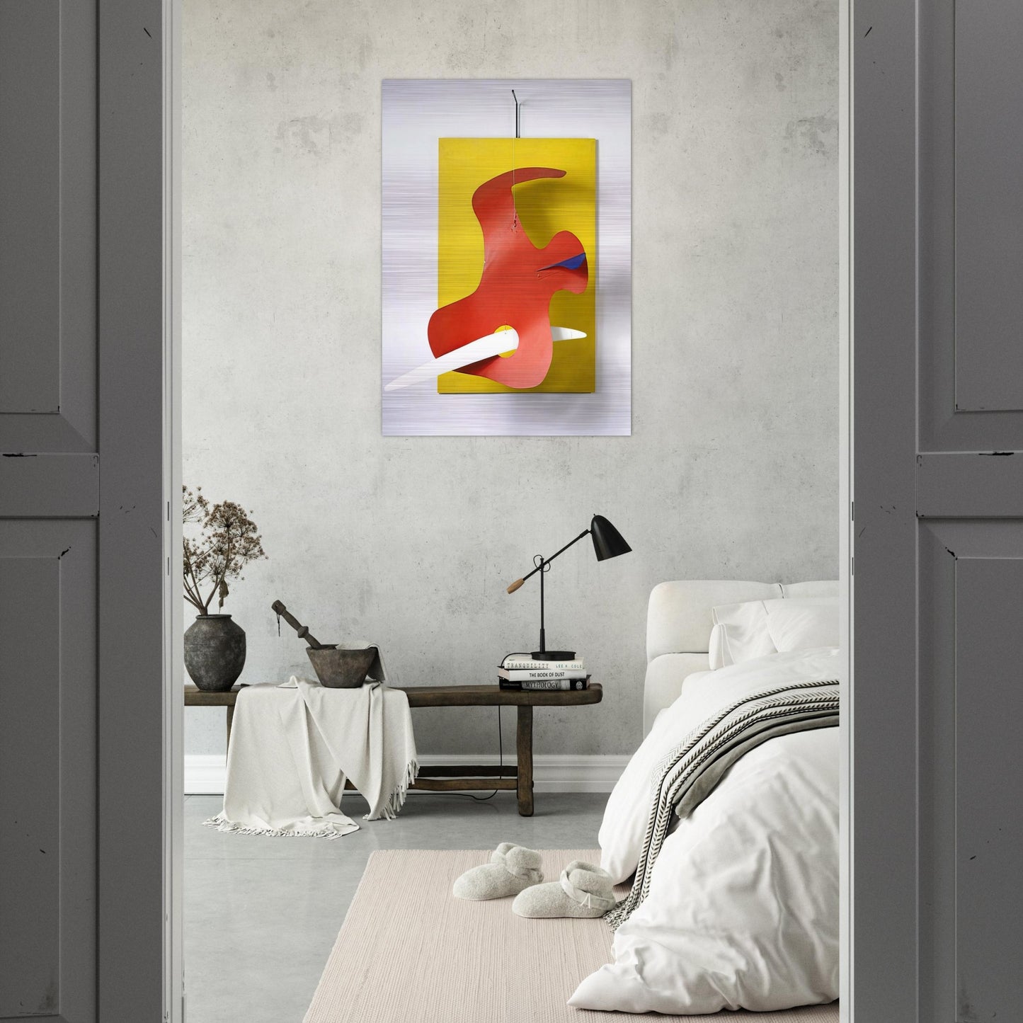 FORM AGAINST YELLOW YELLOW PANEL 1936 - Alexander Calder Brushed Aluminum Print - 70x100 cm / 28x40 inches | Alexander Calder Aluminum Print | Alexander Calder Prints
