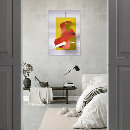 FORM AGAINST YELLOW YELLOW PANEL 1936 - Alexander Calder Brushed Aluminum Print - 70x100 cm / 28x40 inches | Alexander Calder Aluminum Print | Alexander Calder Prints
