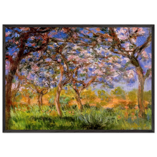 Giverny in Springtime - claude monet 70x100 cm / 28x40 inches Framed Art Print – Black Wooden Frame