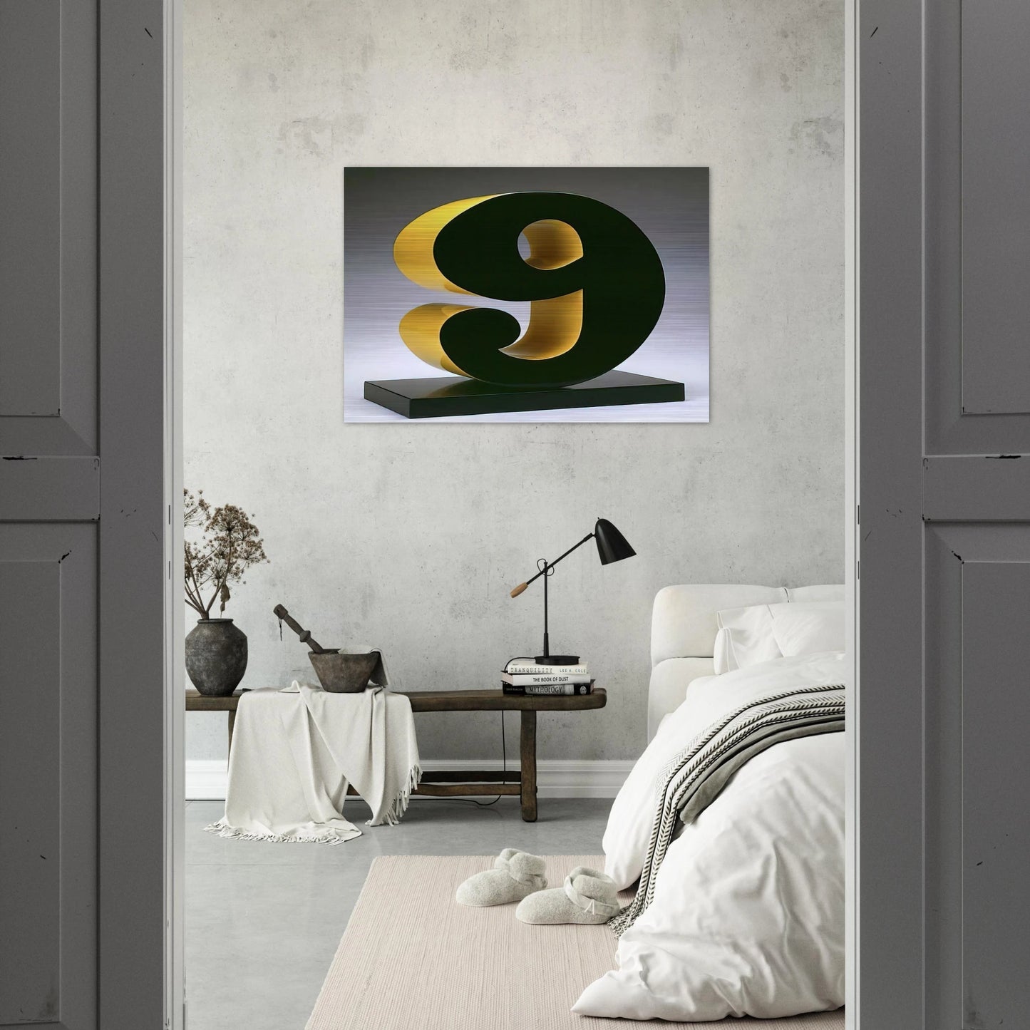 Nine - Robert Indiana Brushed Aluminum Print - 70x100 cm / 28x40 inches | Robert Indiana Aluminum Print | Robert Indiana Prints