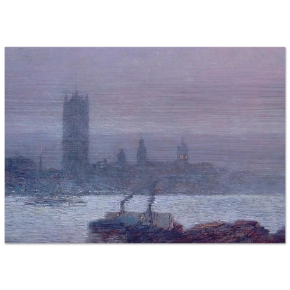 Houses of Parliament, Early Evening - Childe Hassam Brushed Aluminum Print - 70x100 cm / 28x40 inches | Childe Hassam Aluminum Print | Childe Hassam Prints
