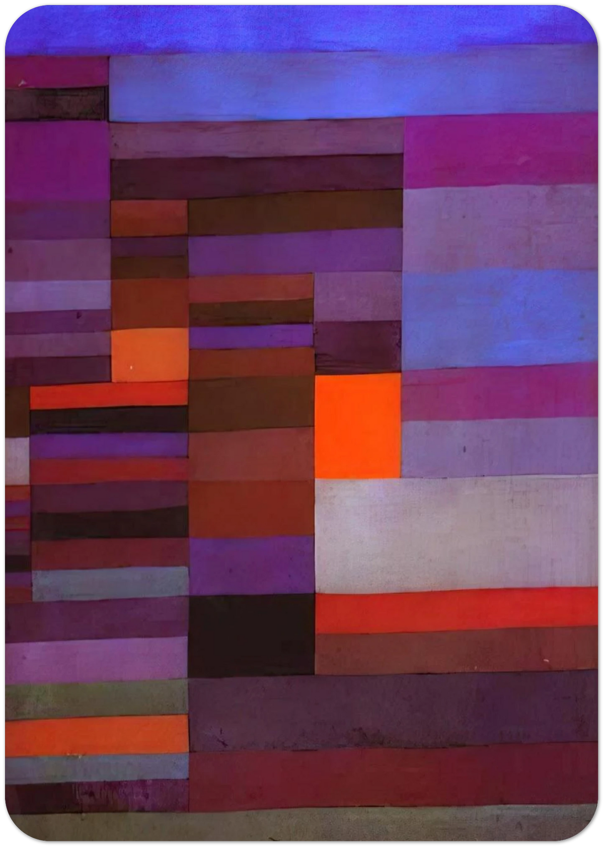 FIRE EVENING 1929 By Paul Klee Pack of 10 Post Cards | Paul Klee Post Cards | A6 (10.5 x 14.8 cm) - 4.1 x 5.8 inches