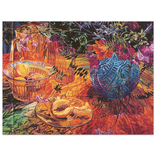 Janet Fish - CUT PEACH BLUE VASE 1993  75x100 cm / 30x40inches Fine Art Poster