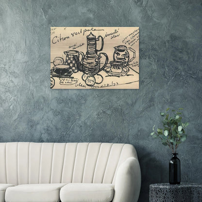 Still Life with Coffee Pot - Vincent van Gogh Brushed Aluminum Print - 70x100 cm / 28x40 inches | Vincent van Gogh Aluminum Print | Vincent van Gogh Prints