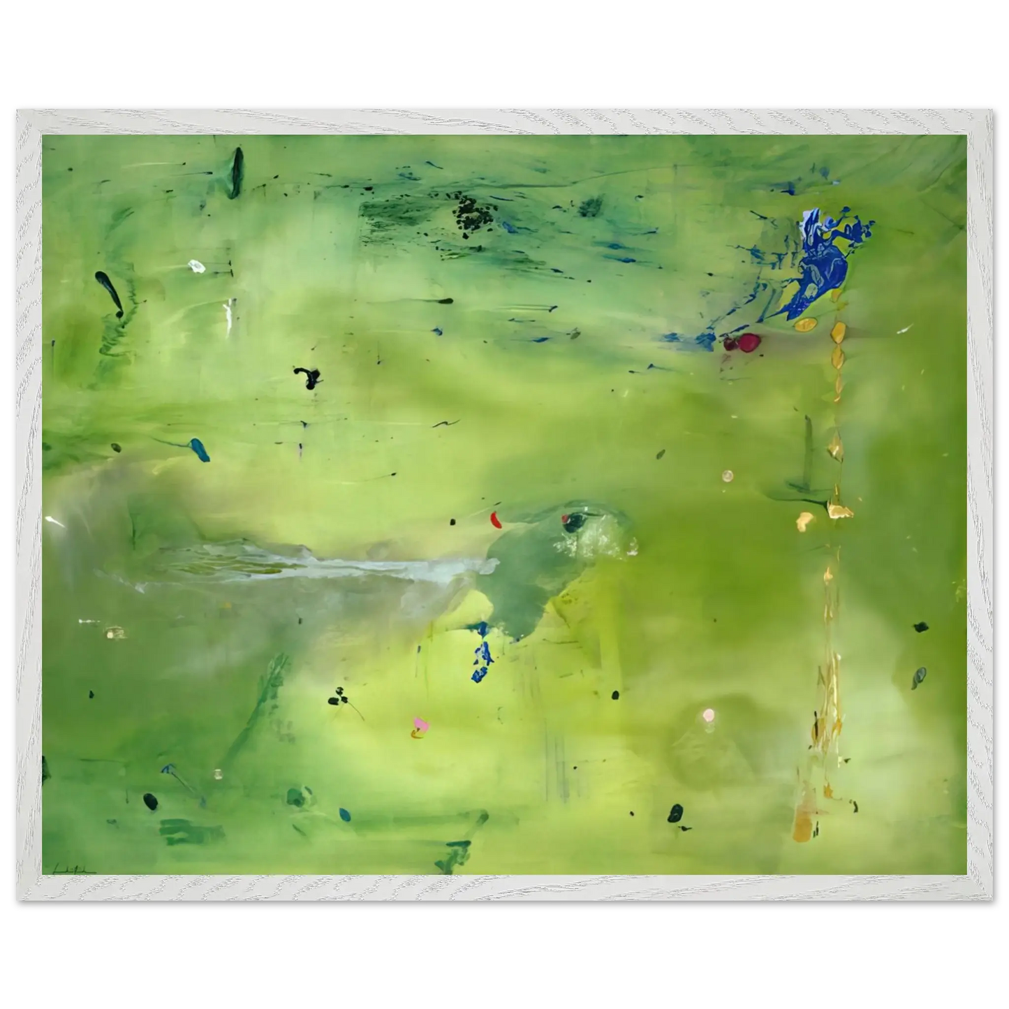 Helen Frankenthaler - A Green Thought in a Green Shade - 1981 Wall art - 60x80 cm / 24x32 Inches - Premium Wooden Framed Poster With Fine Art Paper - White frame