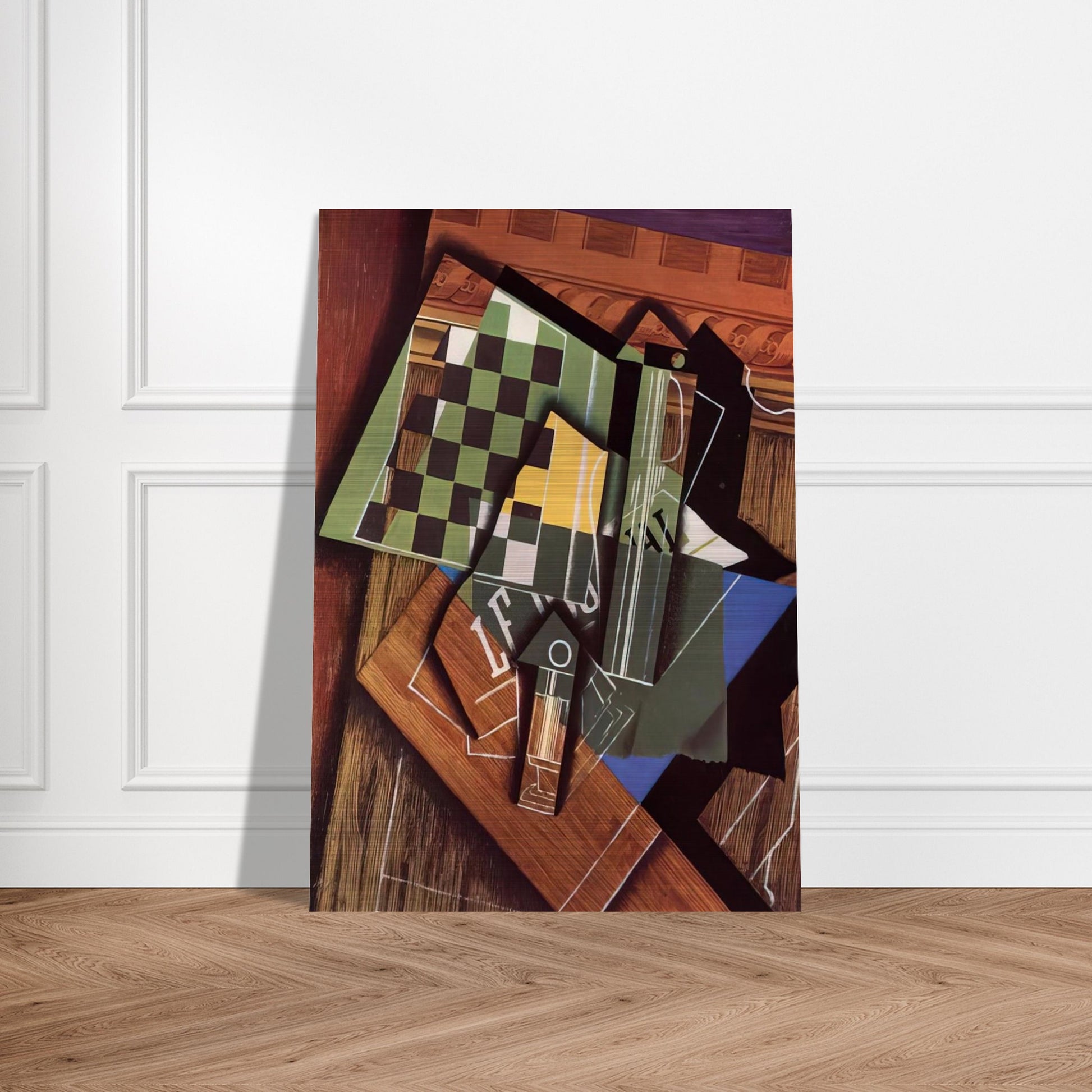 THE CHECKERBOARD 1915 - Juan Gris Brushed Aluminum Print - 70x100 cm / 28x40 inches | Juan Gris Aluminum Print | Juan Gris Prints