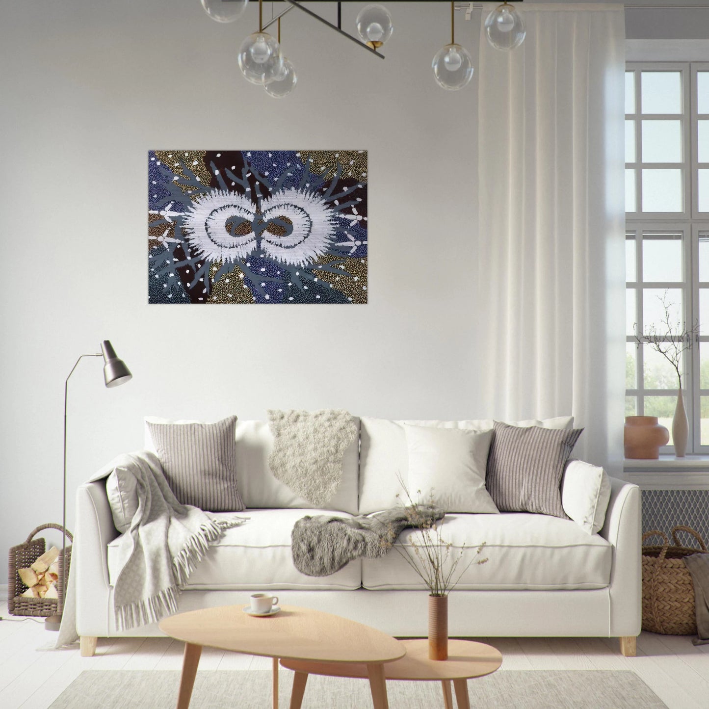 Eagle Dreaming - 1999 - Clifford Possum Tjapaltjarri Brushed Aluminum Print - 70x100 cm / 28x40 inches | Clifford Possum Tjapaltjarri Aluminum Print | Clifford Possum Tjapaltjarri Prints