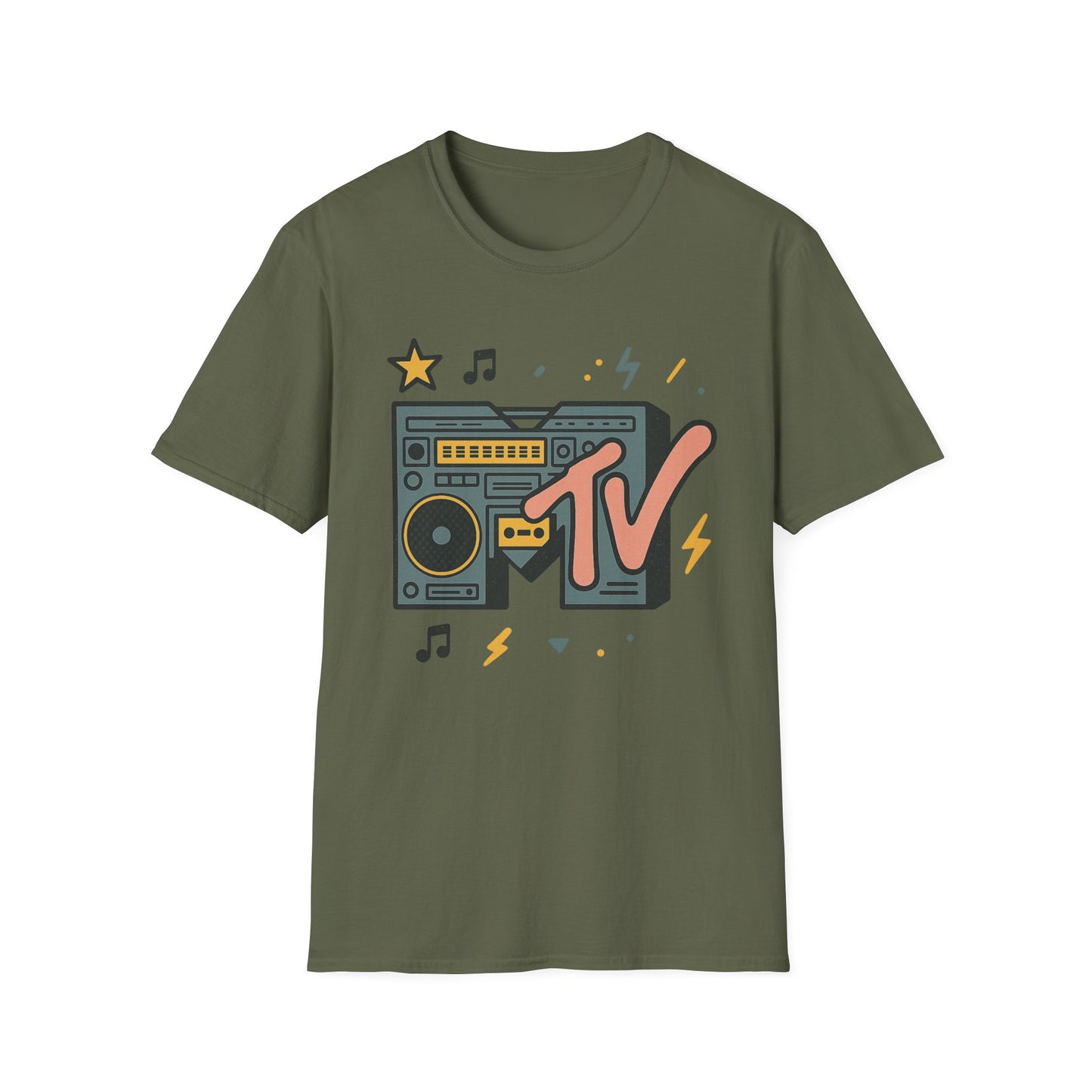 Camiseta gráfica retro de MTV con estampado de guepardo, estilo rock, unisex, estilo banda de los años 80 y 90