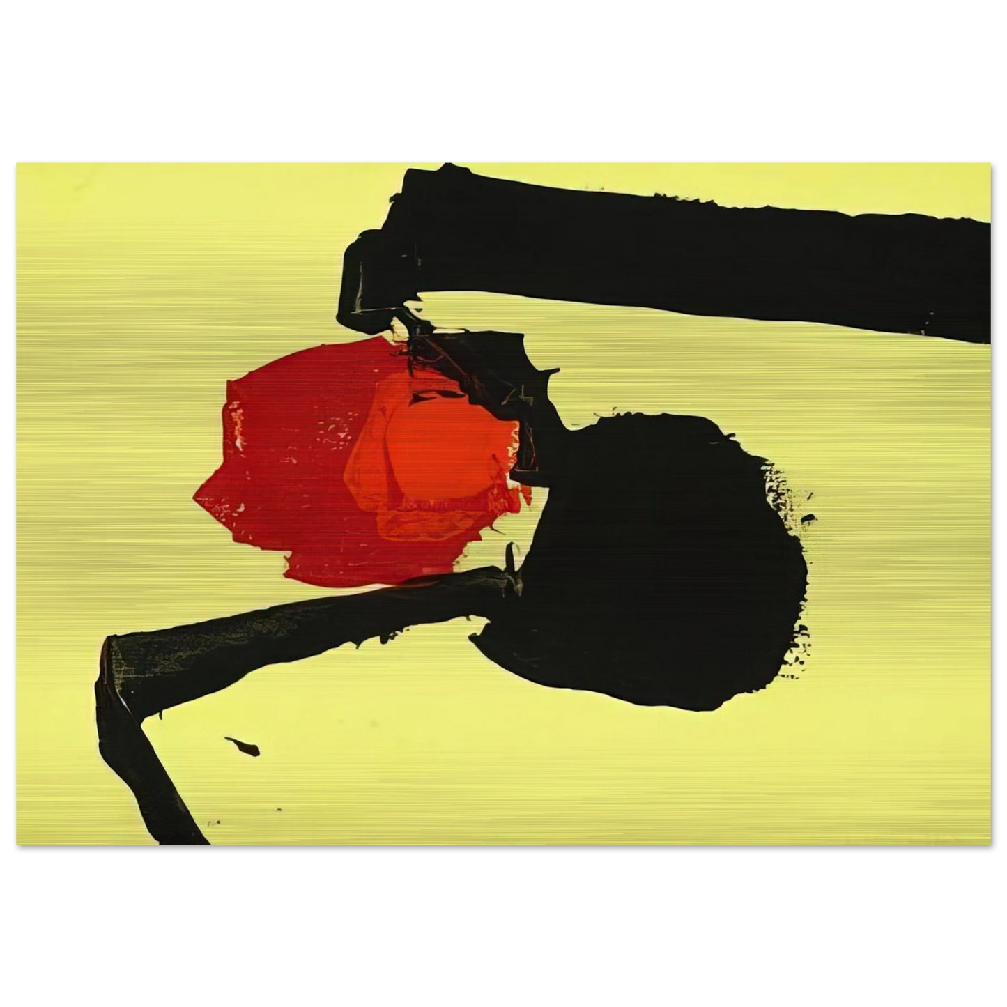 UNTITLED ABSTRACT IN YELLOW BLACK AND RED 1967 - Luis Feito Brushed Aluminum Print - 70x100 cm / 28x40 inches | Luis Feito Aluminum Print | Luis Feito Prints
