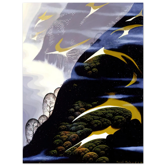 Eyvind Earle - Copy of Sea mist and Pastures  75x100 cm / 30x40inches Fine Art Poster
