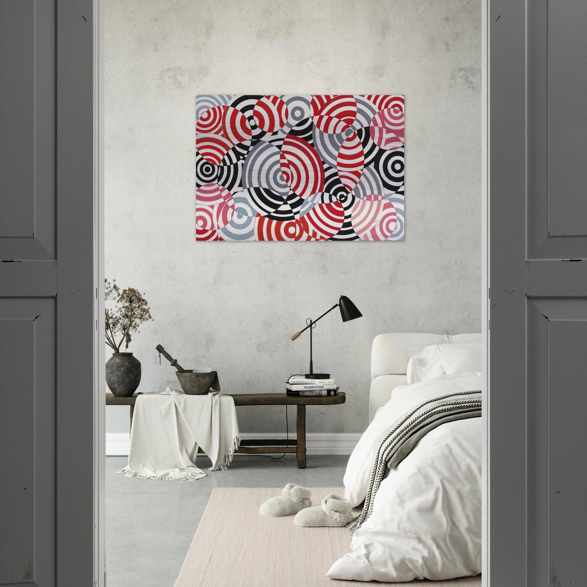 Interférences en rouge et gris No. 640 - 1963 - Antonio Asis Brushed Aluminum Print - 70x100 cm / 28x40 inches | Antonio Asis Aluminum Print | Antonio Asis Prints