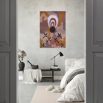 Eagle Dreaming at Mt. Allan - 1989 - Clifford Possum Tjapaltjarri Brushed Aluminum Print - 70x100 cm / 28x40 inches | Clifford Possum Tjapaltjarri Aluminum Print | Clifford Possum Tjapaltjarri Prints