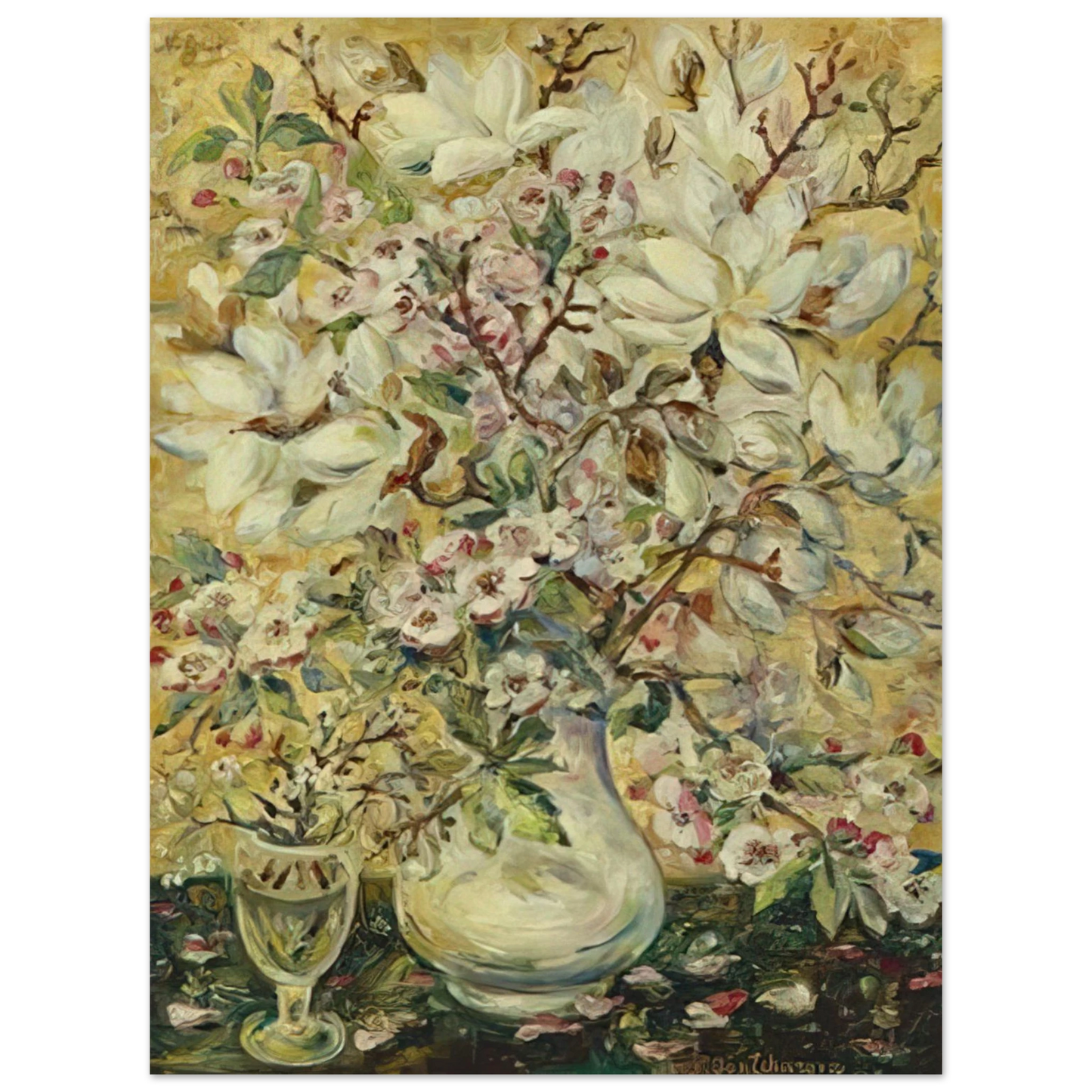 Natalia Goncharova - Flower vase - Post-Impressionism  75x100 cm / 30x40inches Fine Art Poster