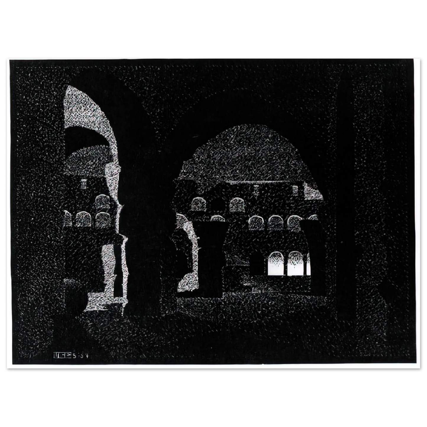 MC Escher - NOCTURNAL ROME COLOSSEUM Wall Art - 21x29.7 cm / 8x12" - Fine Art Poster - -