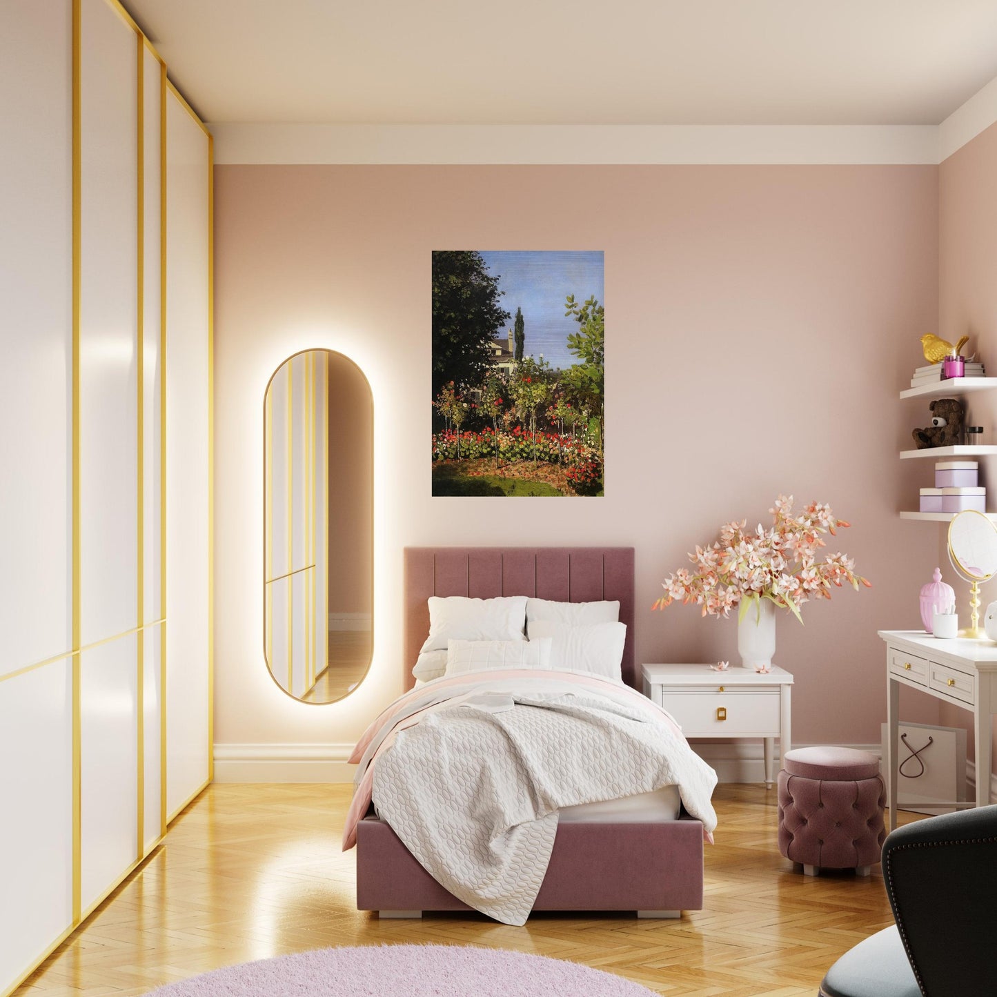 Garden in Bloom at Sainte-Addresse - claude monet Brushed Aluminum Print - 70x100 cm / 28x40 inches | claude monet Aluminum Print | claude monet Prints