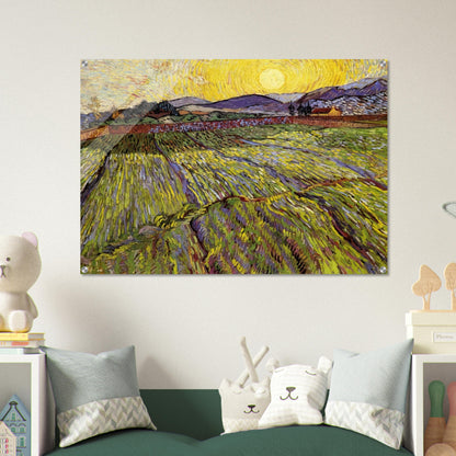 Enclosed field with rising sun - Vincent van Gogh Acrylic Print - 70x100 cm / 28x40″ inches