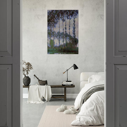 Poplars on the Banks of the River Epte, Overcast Weather - claude monet Brushed Aluminum Print - 70x100 cm / 28x40 inches | claude monet Aluminum Print | claude monet Prints