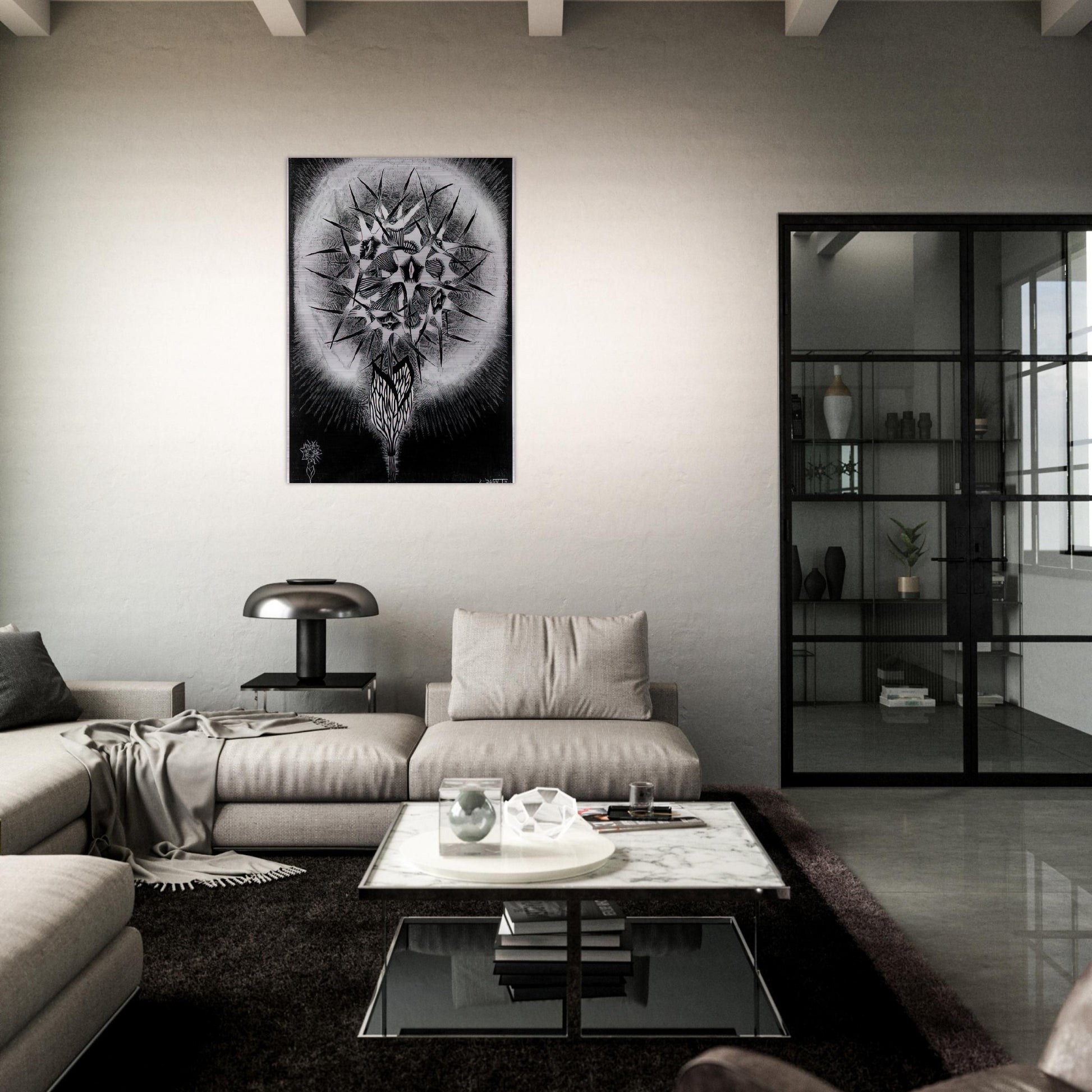 PRICKLY FLOWER - MC Escher Brushed Aluminum Print - 70x100 cm / 28x40 inches | MC Escher Aluminum Print | MC Escher Prints