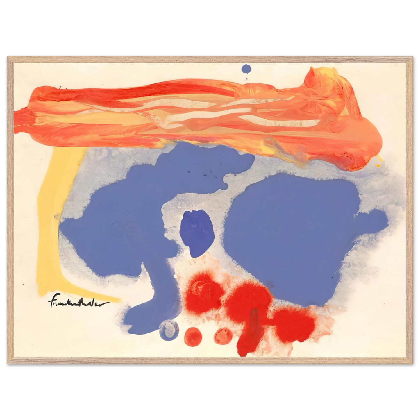 Helen Frankenthaler - Summerscene, Provincetown - 1961 Wall art - 30x45 cm / 12x18 inches - Premium Wooden Framed Poster With Fine Art Paper-canvas - White frame