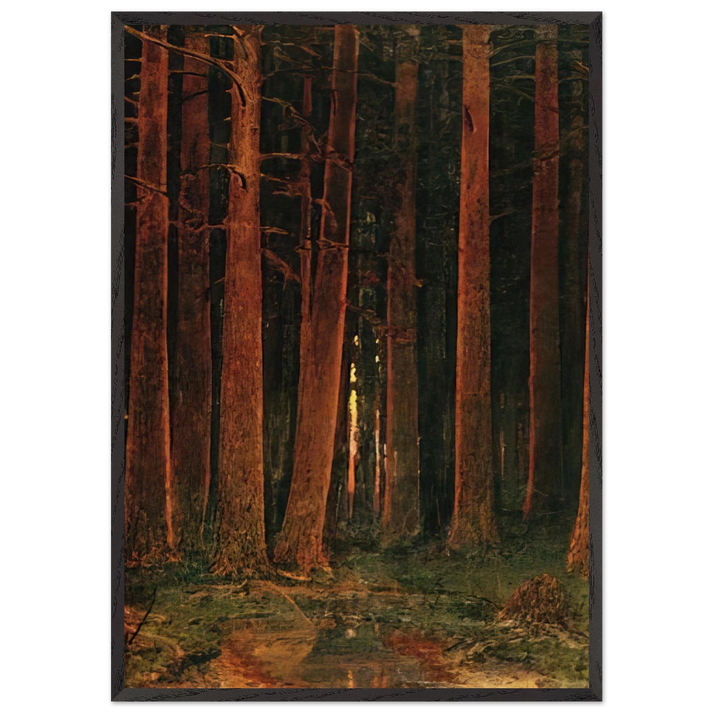 Sunset in the forest - Arkhyp Kuindzhi 70x100 cm / 28x40 inches Framed Art Print – Black Wooden Frame