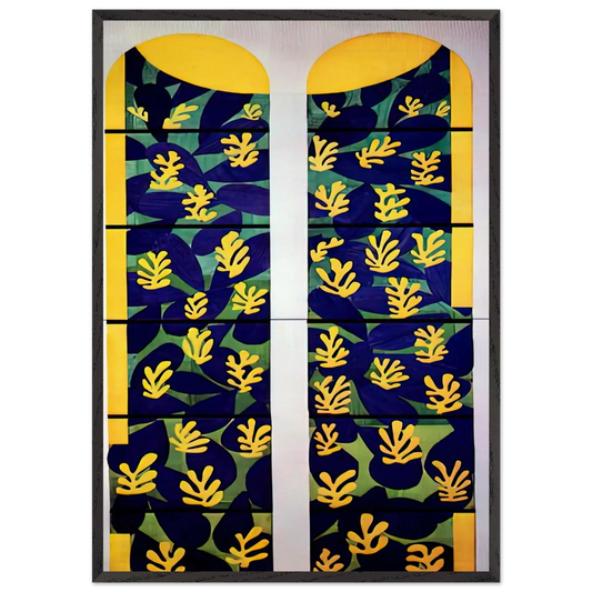 TREE OF LIFE STAINED GLASS BEHIND THE ALTAR IN THE CHAPEL OF THE ROSARY AT VENCE 1951 - Henri Matisse 70x100 cm / 28x40 inches Framed Art Print – Black Wooden Frame