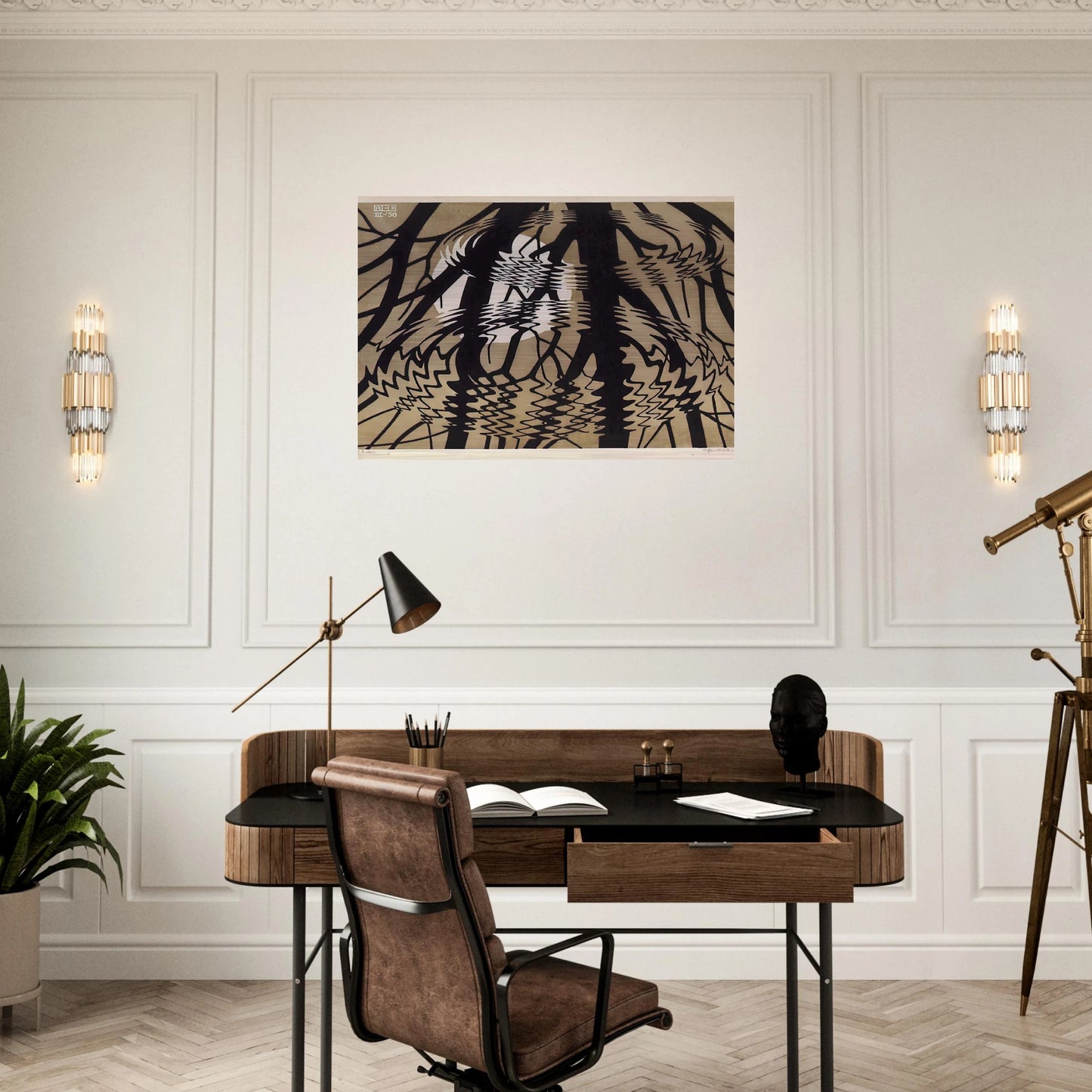 RIPPLED SURFACE COLOUR - MC Escher Brushed Aluminum Print - 70x100 cm / 28x40 inches | MC Escher Aluminum Print | MC Escher Prints
