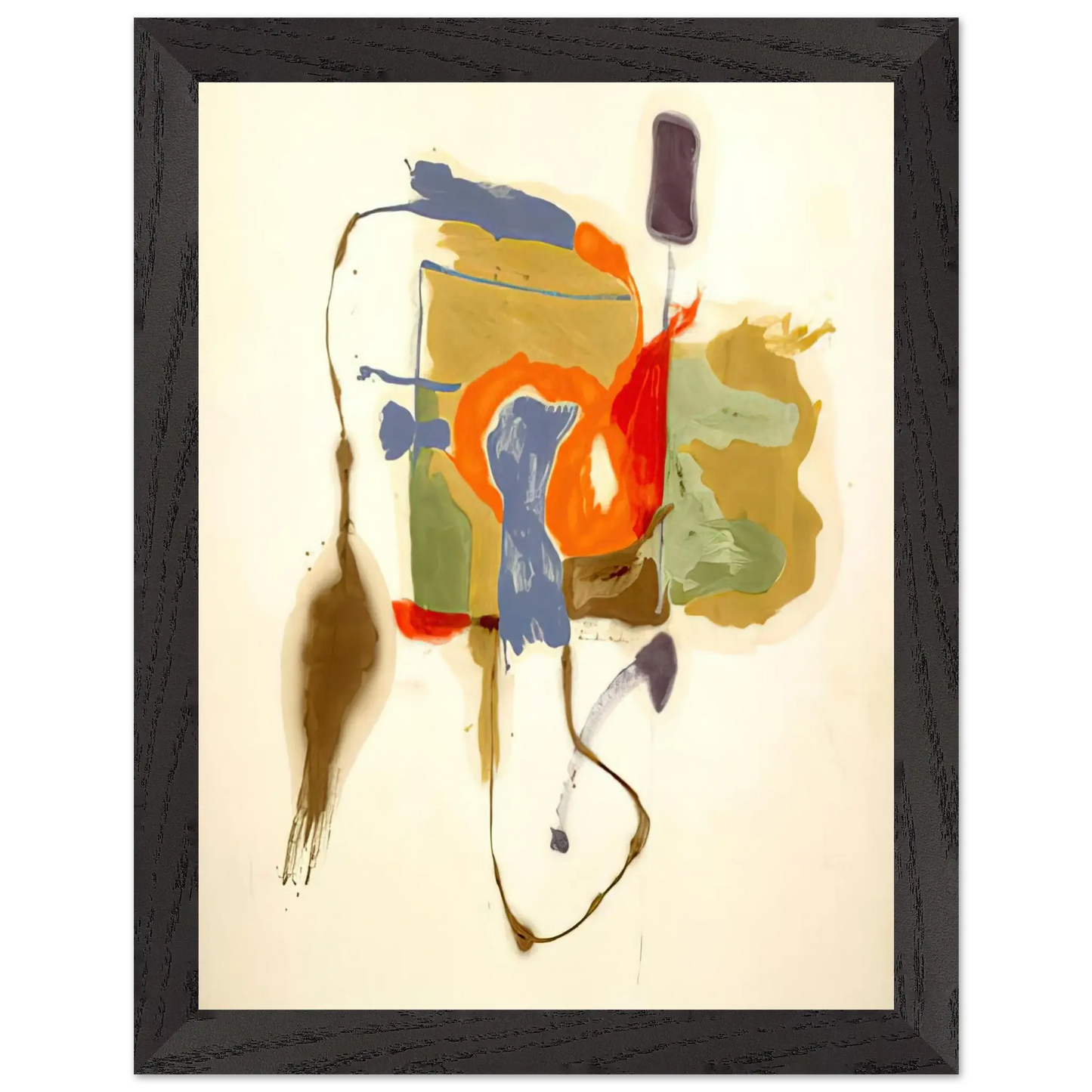 Helen Frankenthaler - Blue Form in a Scene - 1961 Wall art - 40x50 cm / 16x20 Inches - Premium Wooden Framed Poster With Fine Art Paper - Black frame