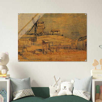 Gardens on Montmartre and the Blute-Fin Windmill - Vincent van Gogh Acrylic Print - 70x100 cm / 28x40″ inches