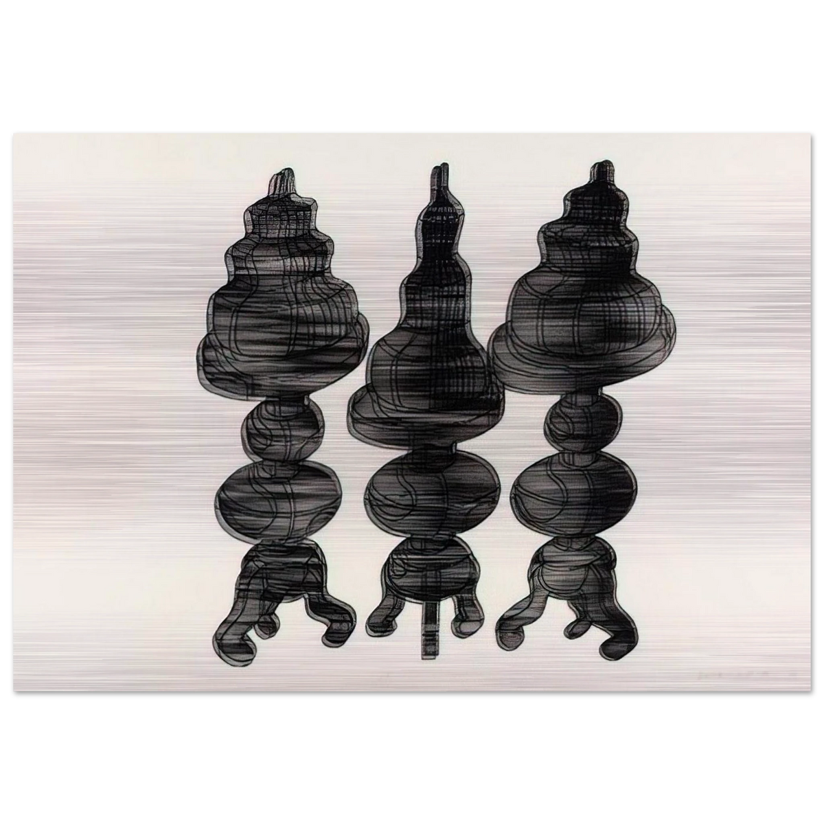 3 Cakes on Swivel Chairs - 1971 - Dieter Roth Brushed Aluminum Print - 70x100 cm / 28x40 inches | Dieter Roth Aluminum Print | Dieter Roth Prints