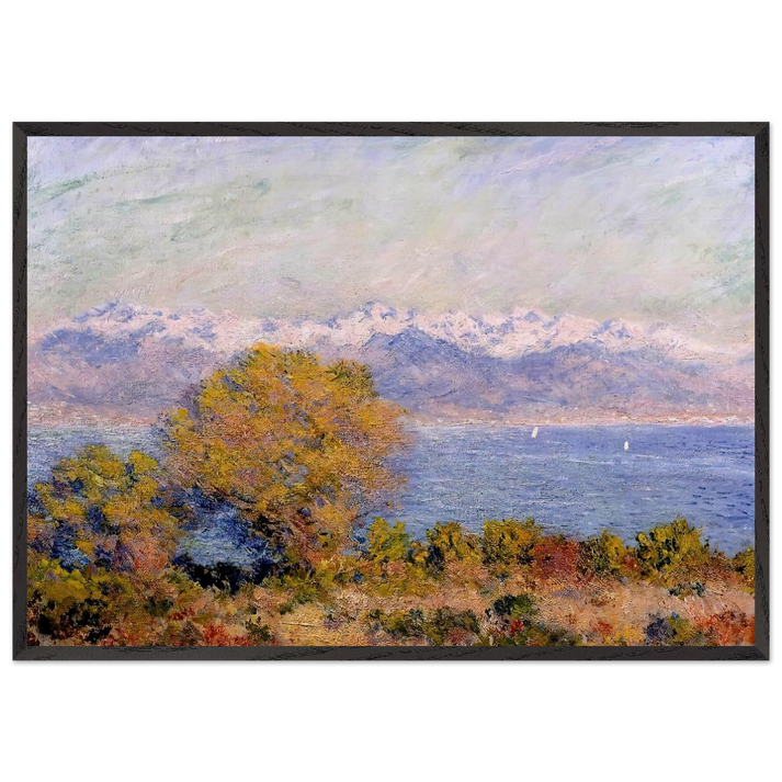 The Alps Seen from Cap dAntibes - claude monet 70x100 cm / 28x40 inches Framed Art Print – Black Wooden Frame