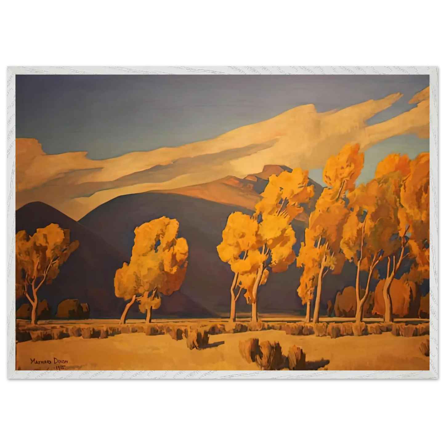 Maynard Dixon - NOVEMBER IN NEVADA 1935 Wall art - 30x45 cm / 12x18 Inches - Premium Wooden Framed Poster With Fine Art Paper - White frame