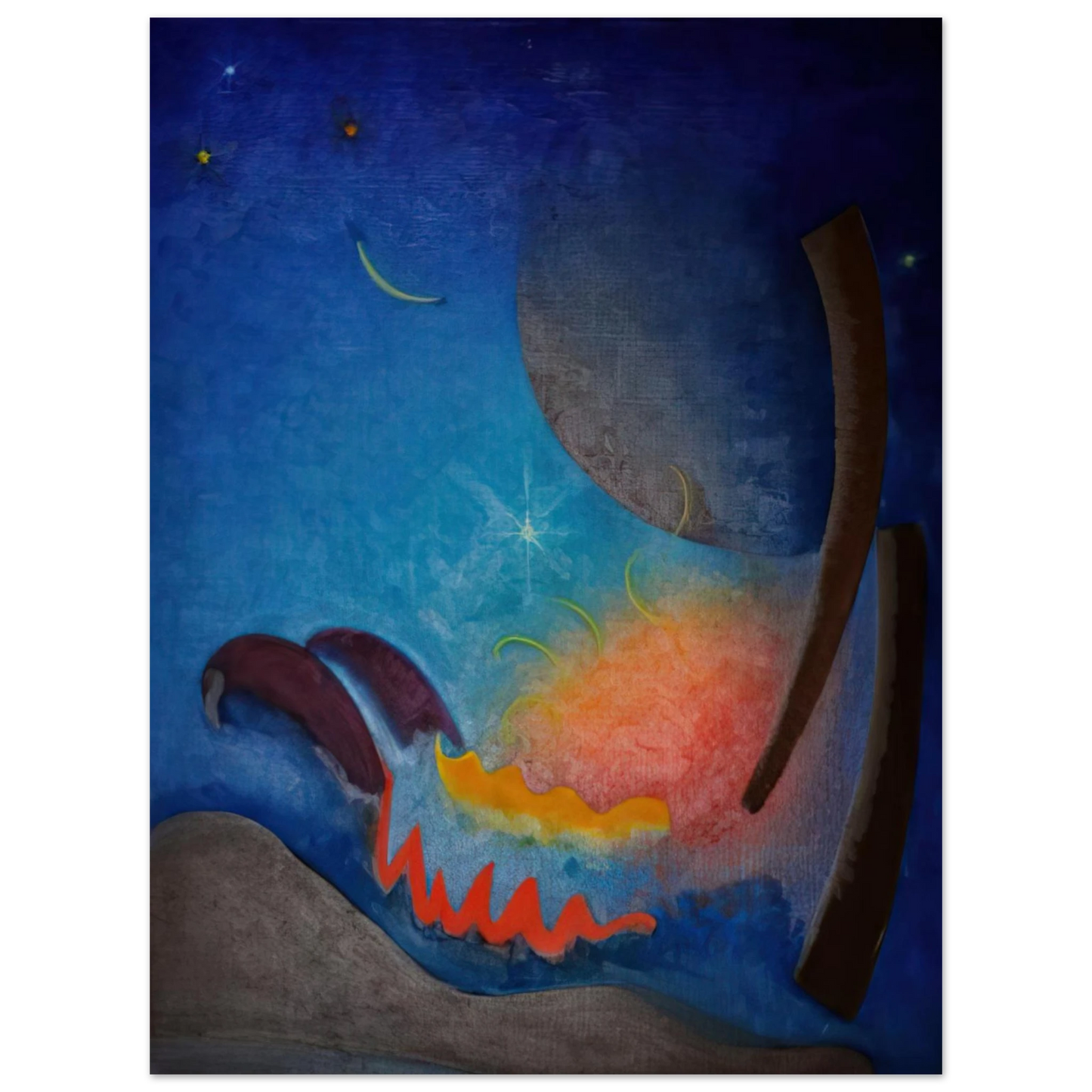 Agnes Lawrence Pelton - Night Fires - Precisionism  75x100 cm / 30x40inches Fine Art Poster