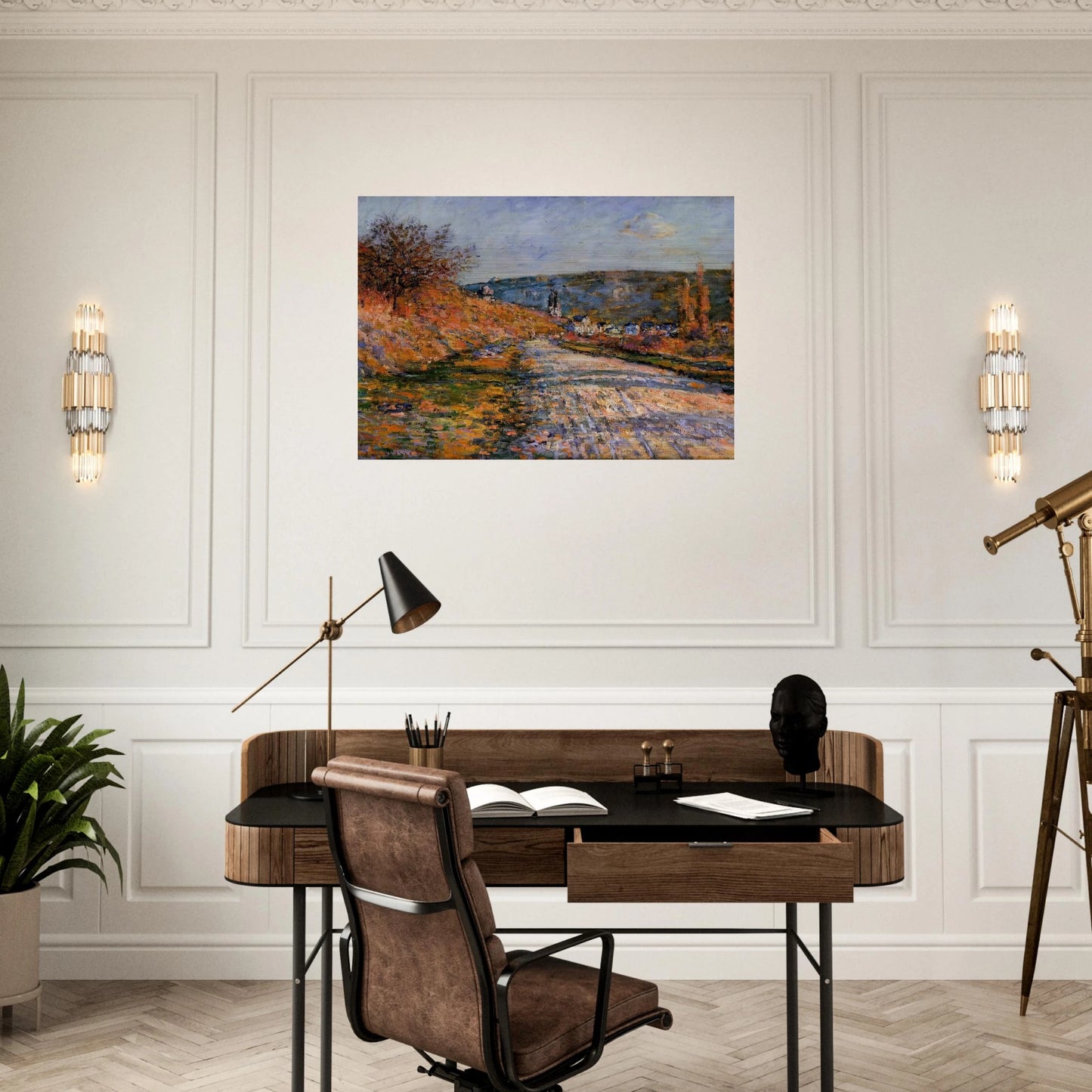 The Road to Vetheuil - claude monet Brushed Aluminum Print - 70x100 cm / 28x40 inches | claude monet Aluminum Print | claude monet Prints
