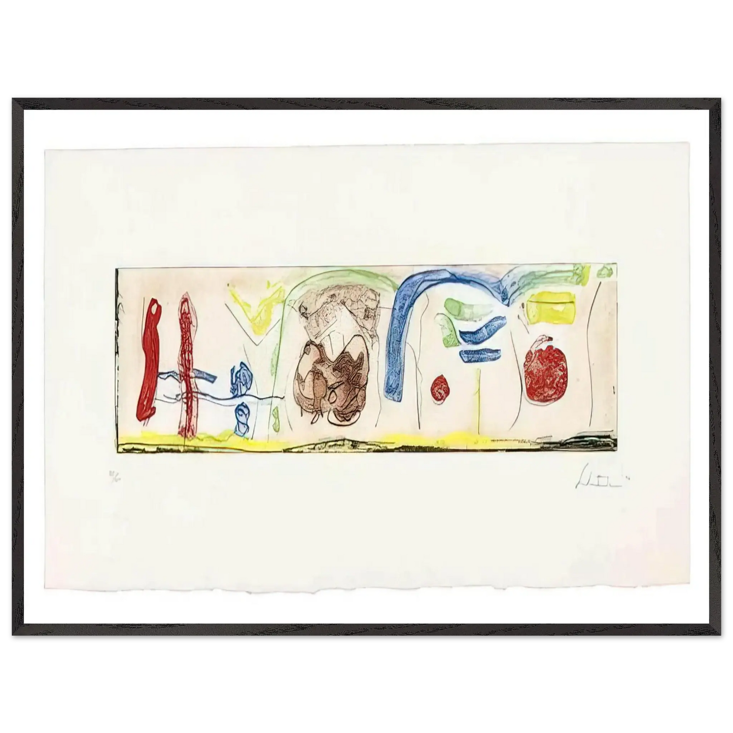 Helen Frankenthaler - Bridges - 1996 Wall art - 45x60 cm / 18x24 Inches - Premium Wooden Framed Poster With Fine Art Paper - Black frame