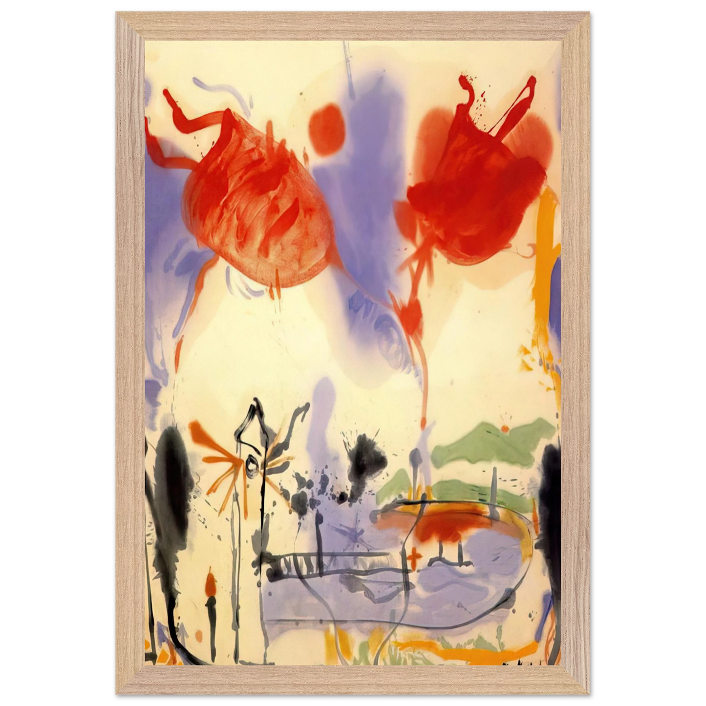 Helen Frankenthaler - Round Trip - 1957 Wall art - 50x70 cm / 20x28 inches - Premium Wooden Framed Poster With Fine Art Paper-canvas - Wood frame