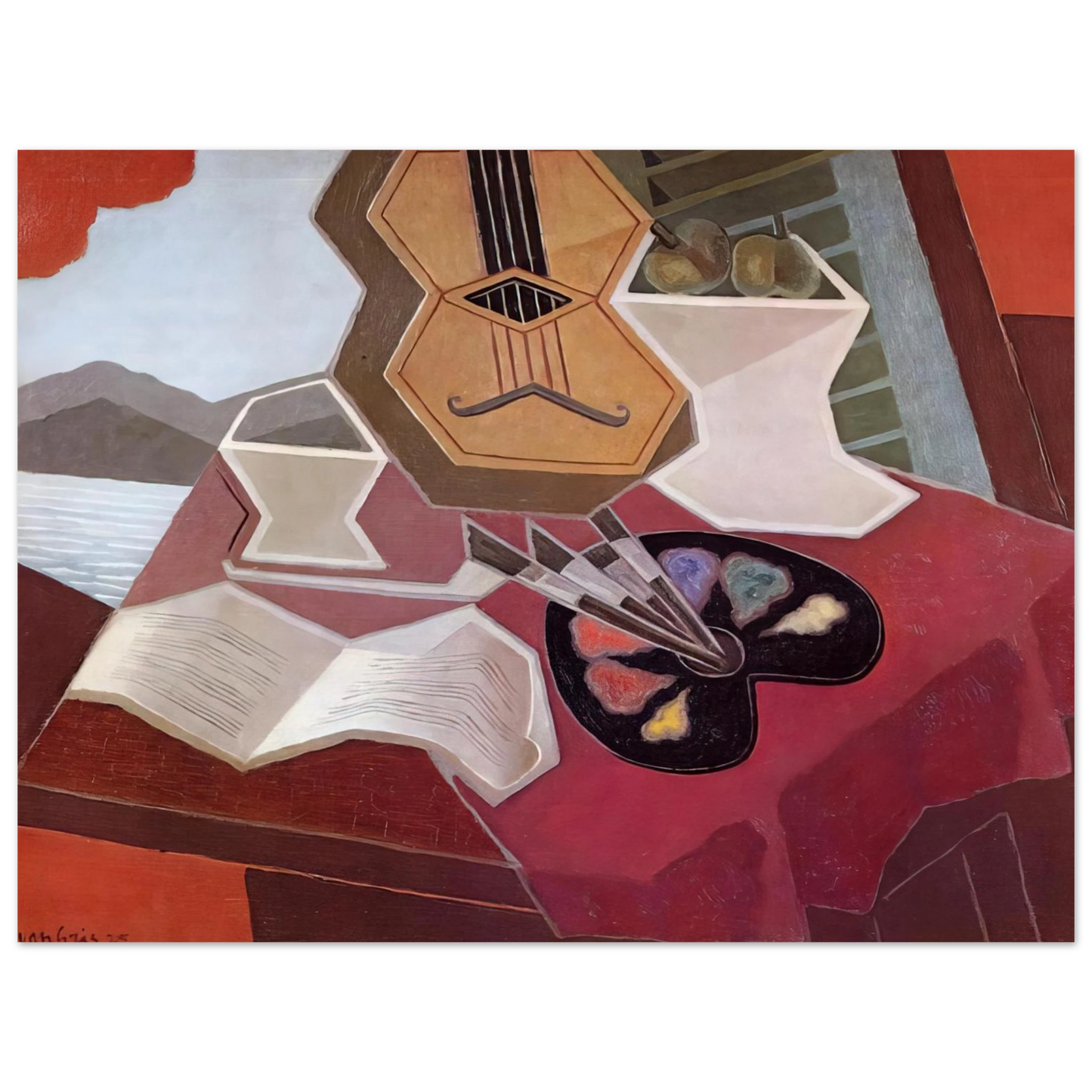 Juan Gris - TABLE OVERLOOKING THE SEA 1925  75x100 cm / 30x40inches Fine Art Poster