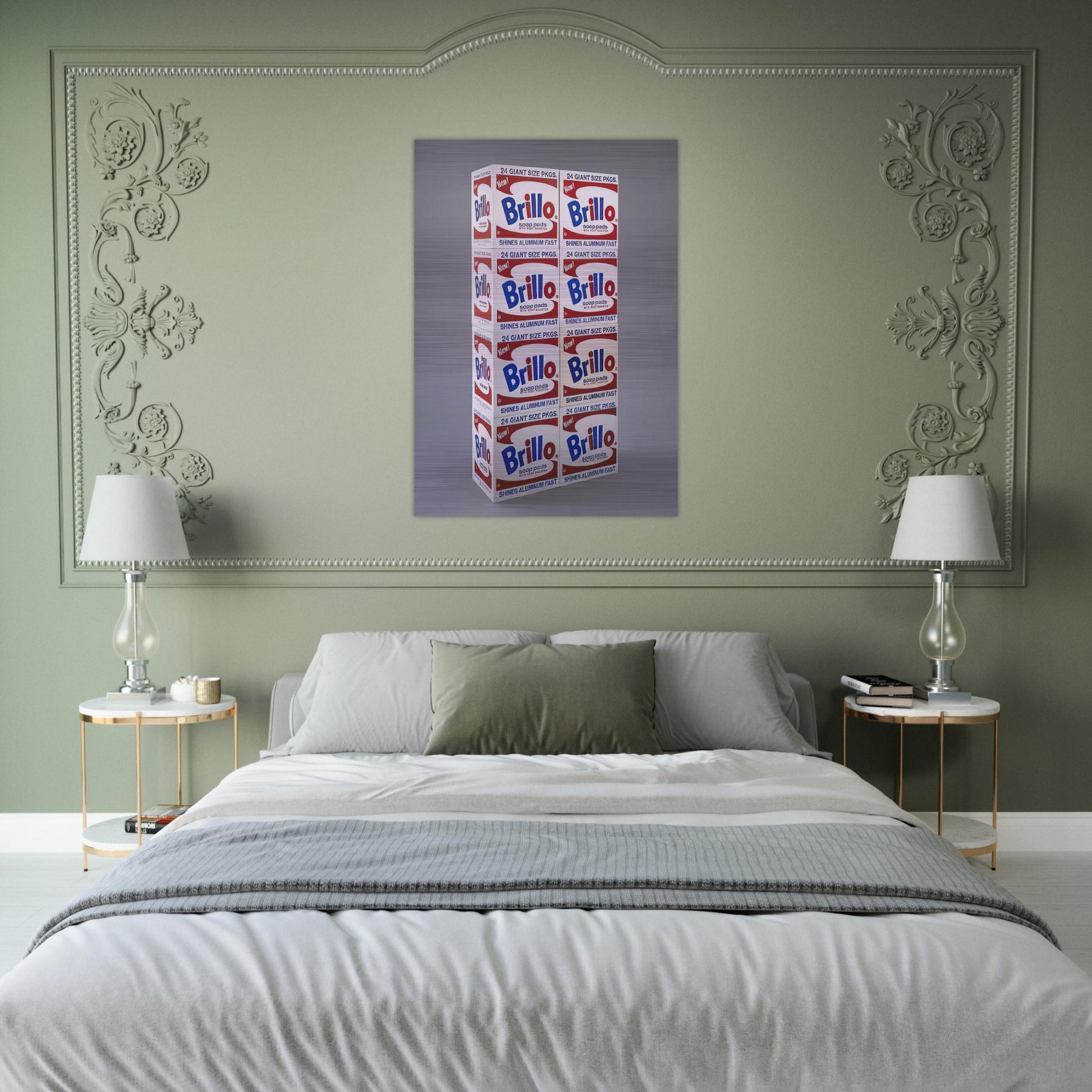 Brillo Soap Pads Boxes - Andy Warhol Brushed Aluminum Print - 70x100 cm / 28x40 inches | Andy Warhol Aluminum Print | Andy Warhol Prints
