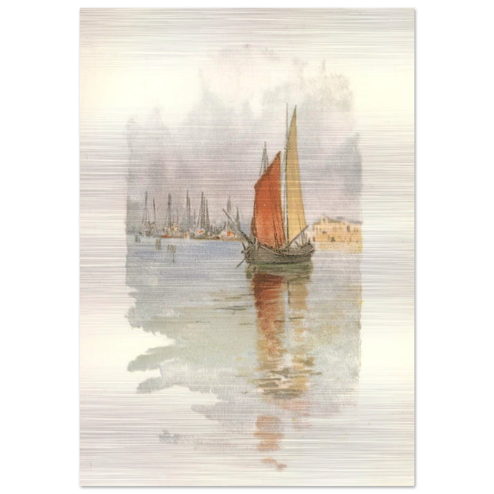Woodboats and Dogana - Childe Hassam Brushed Aluminum Print - 70x100 cm / 28x40 inches | Childe Hassam Aluminum Print | Childe Hassam Prints