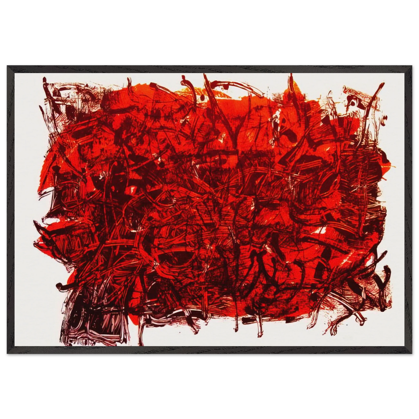 Leaves III - Jean-Paul Riopelle 70x100 cm / 28x40 inches Framed Art Print – Black Wooden Frame