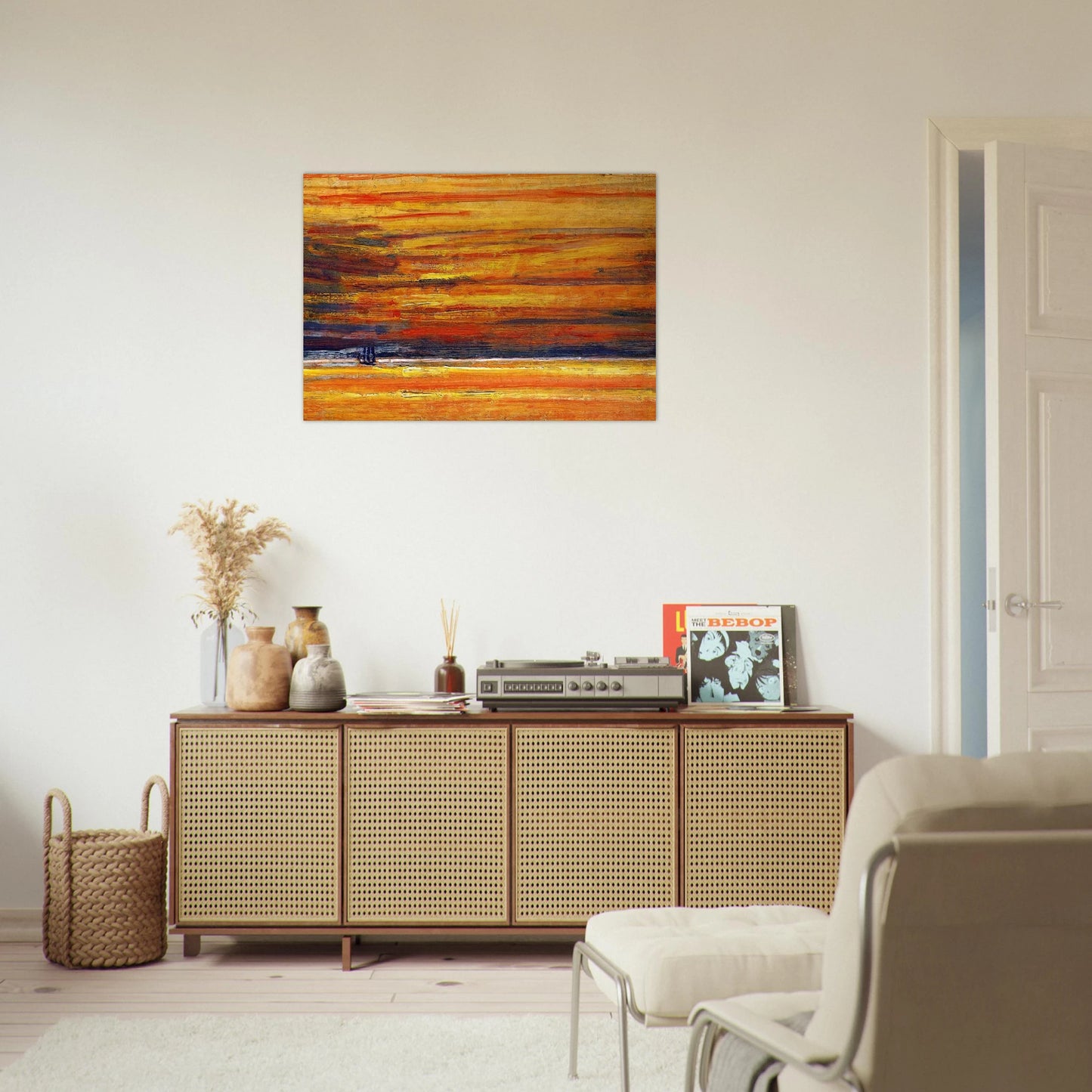 Sailing Vessel at Sea, Sunset - Childe Hassam Brushed Aluminum Print - 70x100 cm / 28x40 inches | Childe Hassam Aluminum Print | Childe Hassam Prints