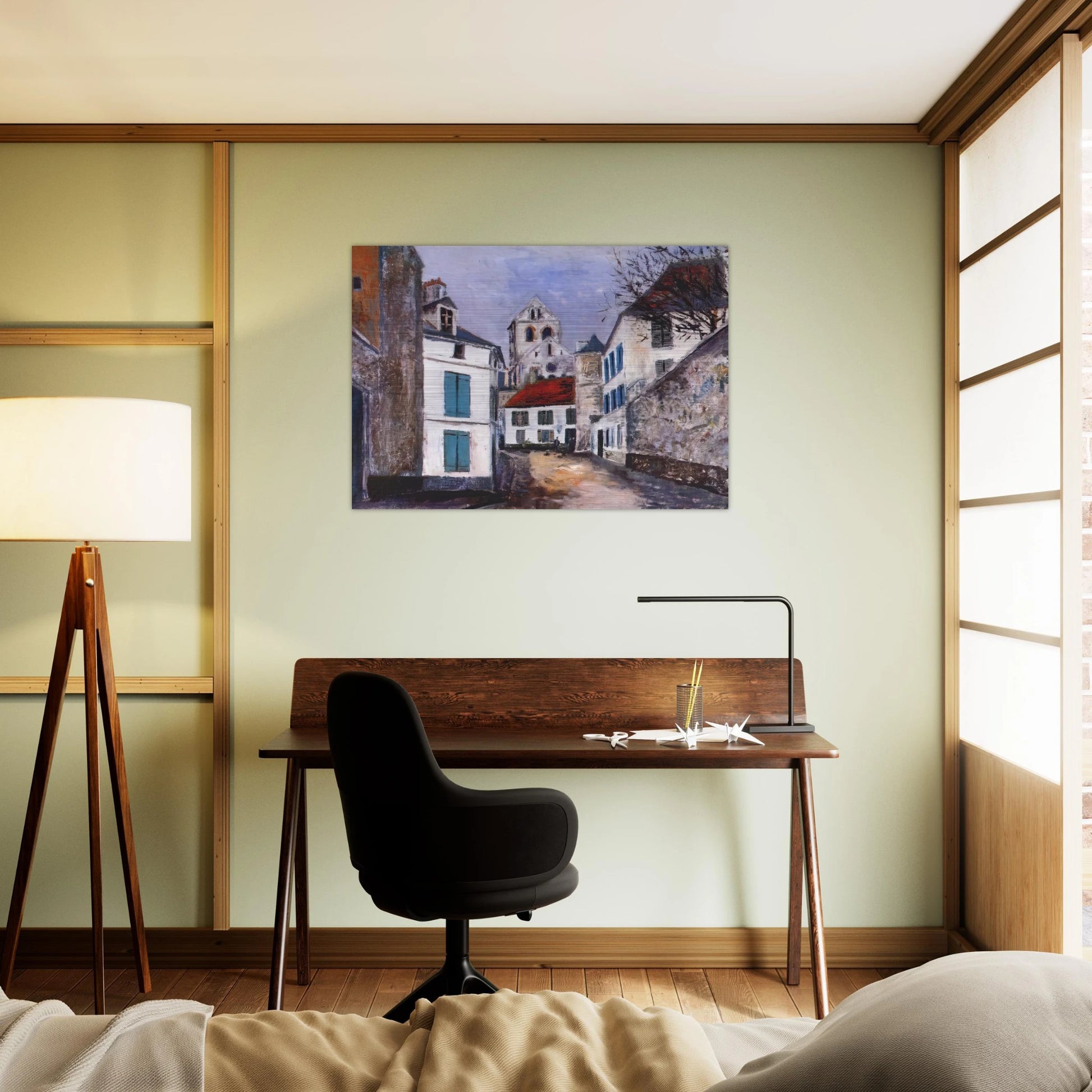 VILLAGE STREET - Maurice Utrillo Brushed Aluminum Print - 70x100 cm / 28x40 inches | Maurice Utrillo Aluminum Print | Maurice Utrillo Prints