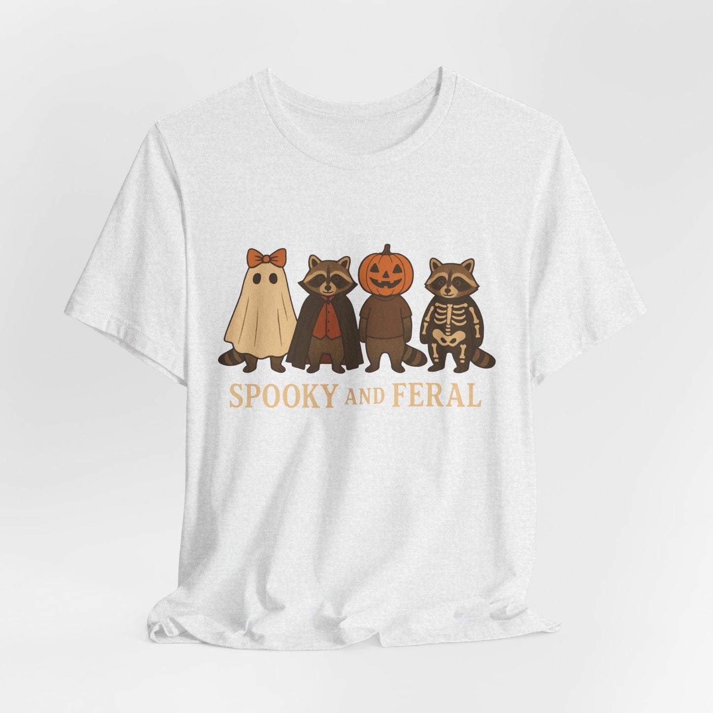 Camiseta de mapache espeluznante, divertida camiseta gráfica de Halloween, bonita camiseta vintage de otoño, moderna camiseta de Halloween para mujer, camiseta de mapache salvaje