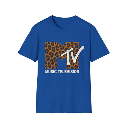 Camiseta gráfica vintage con estampado de guepardo de MTV, camiseta retro de música, televisión, banda de los años 80 y 90, camiseta unisex con estampado animal de rock